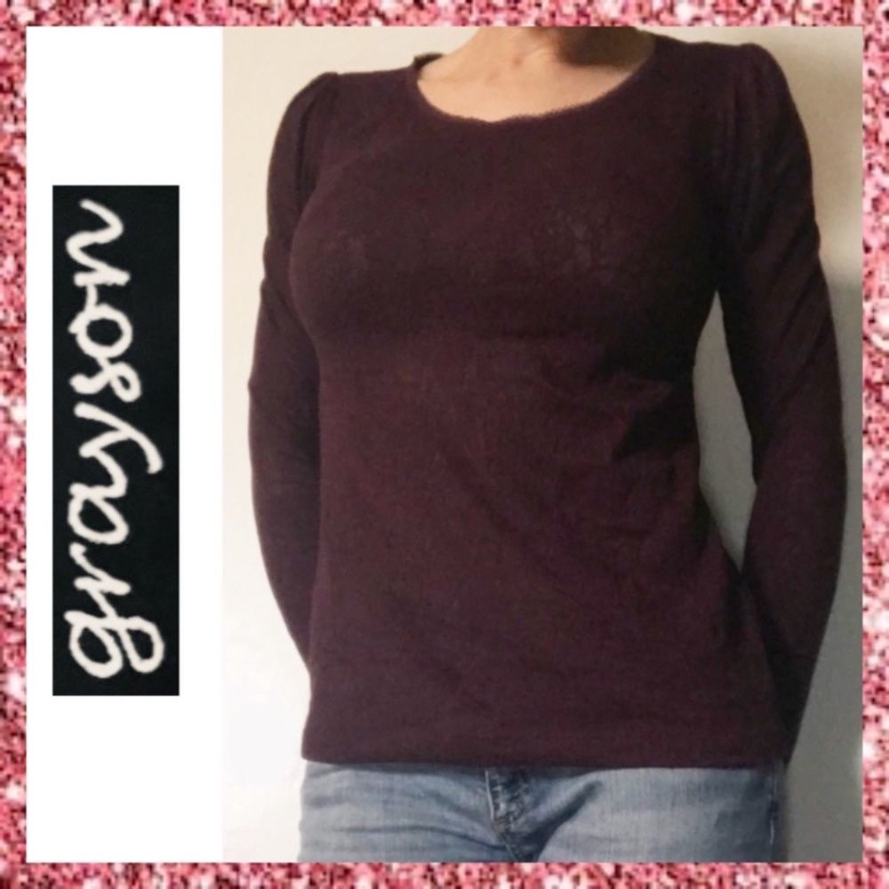 Grayson Purple Long Sleeved Lace Blouse Large L